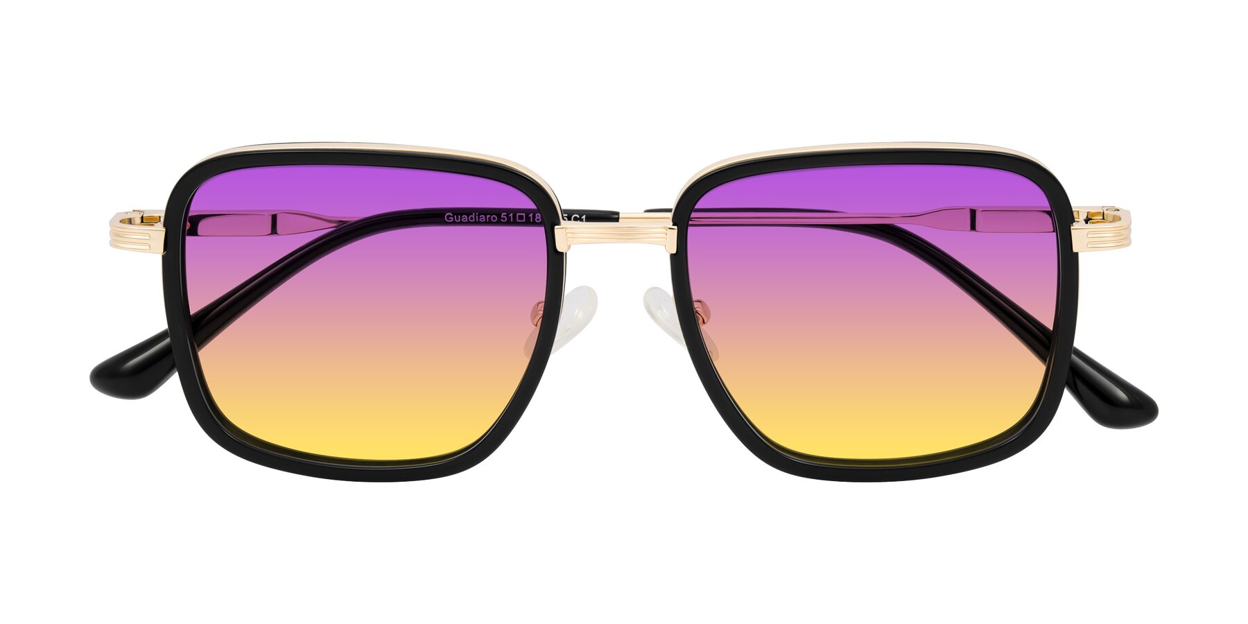 Folded Front of Guadiaro in Black/Gold with Purple / Yellow Gradient Lenses