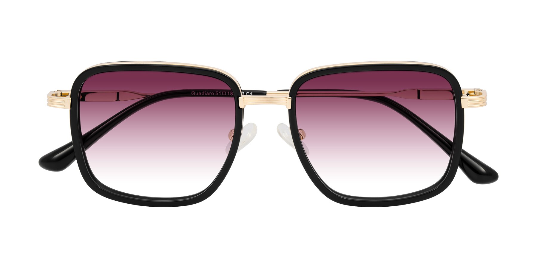 Folded Front of Guadiaro in Black/Gold with Wine Gradient Lenses