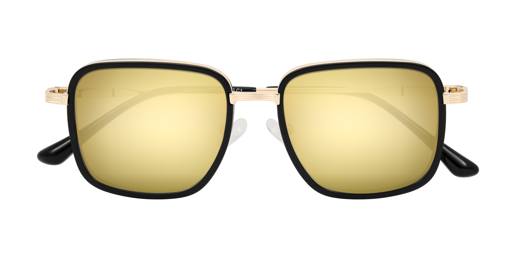 Folded Front of Guadiaro in Black/Gold with Gold Mirrored Lenses