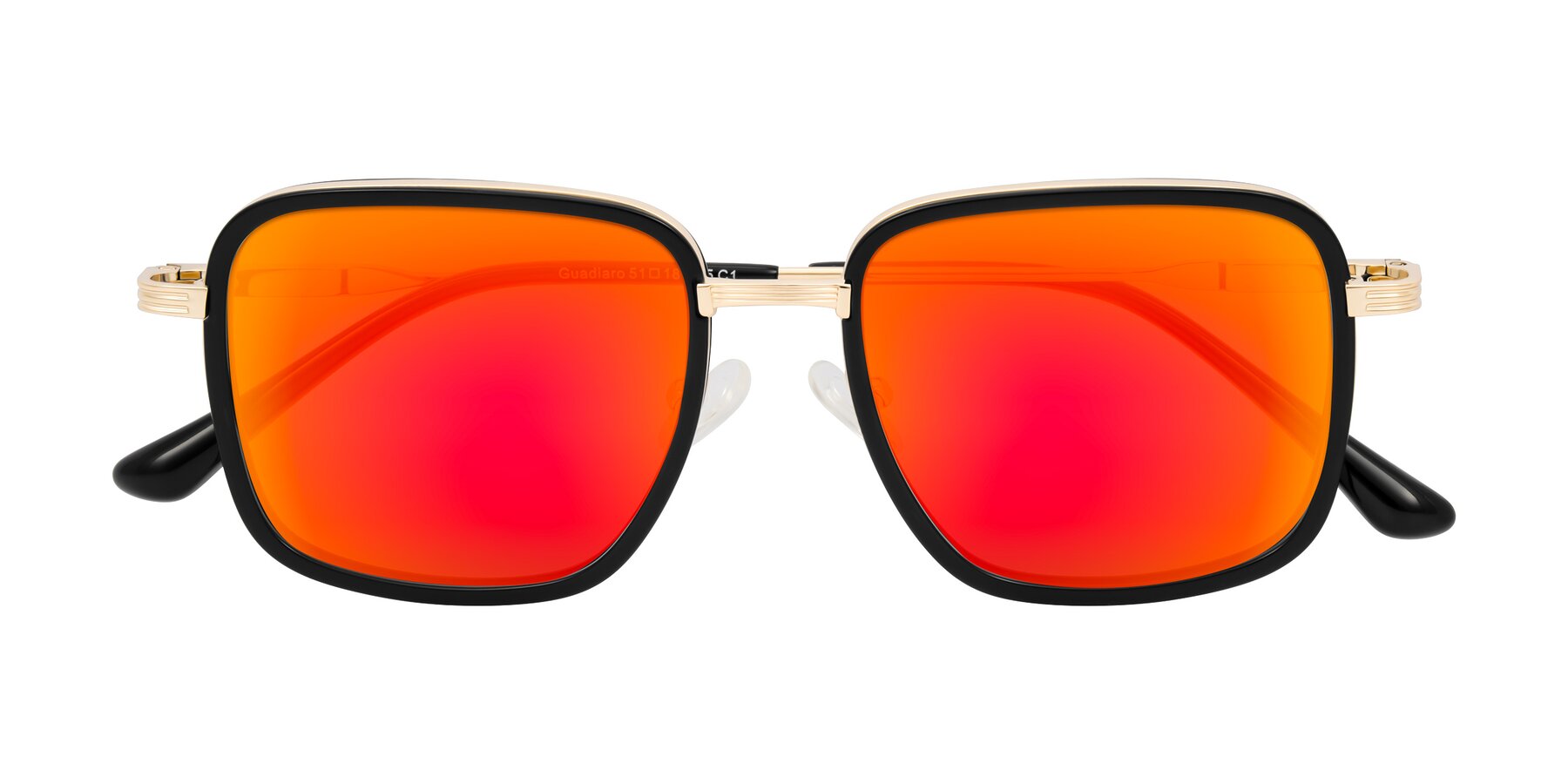 Folded Front of Guadiaro in Black/Gold with Red Gold Mirrored Lenses