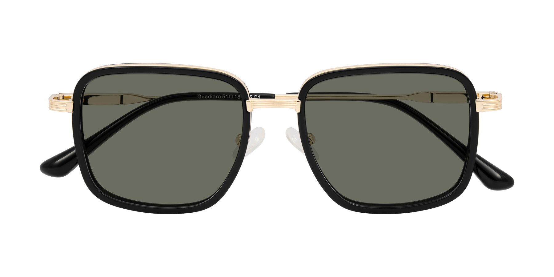 Folded Front of Guadiaro in Black/Gold with Gray Polarized Lenses