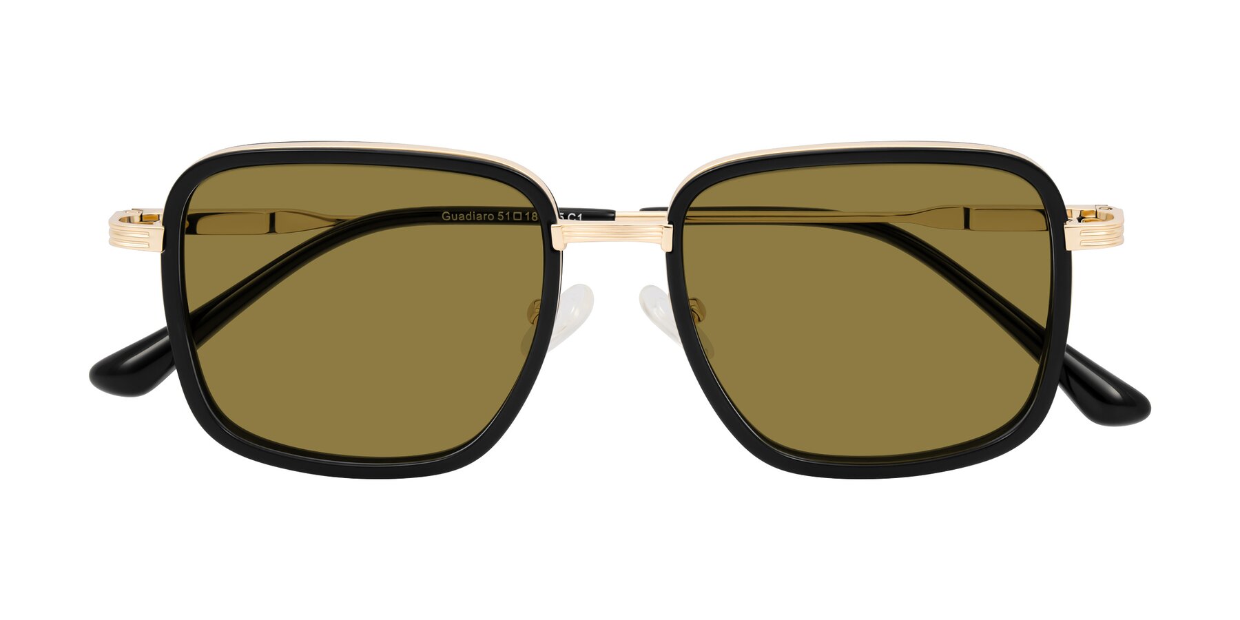Folded Front of Guadiaro in Black/Gold with Brown Polarized Lenses