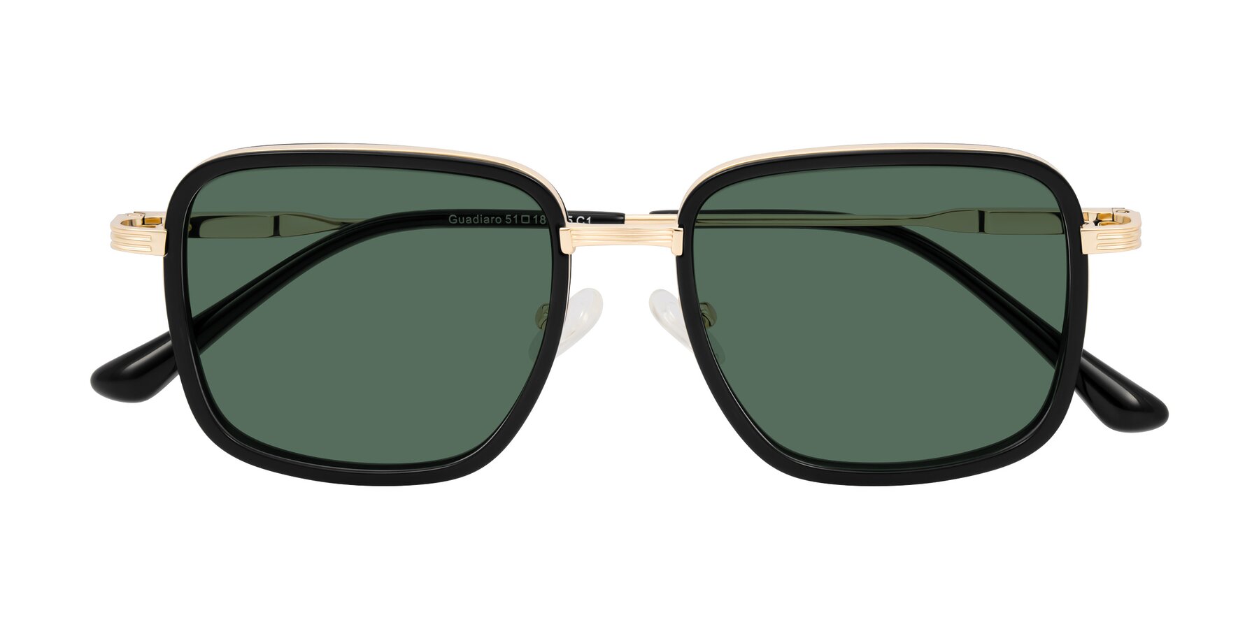 Folded Front of Guadiaro in Black/Gold with Green Polarized Lenses