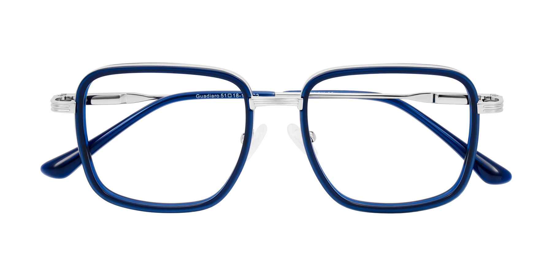 Folded Front of Guadiaro in Blue/Silver with Clear Blue Light Blocking Lenses