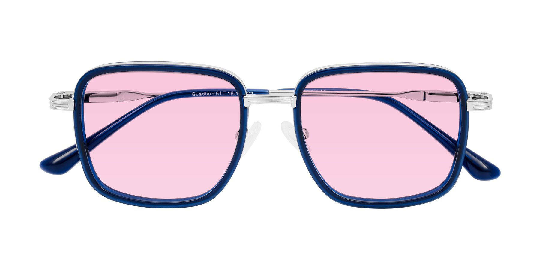 Folded Front of Guadiaro in Blue/Silver with Light Pink Tinted Lenses
