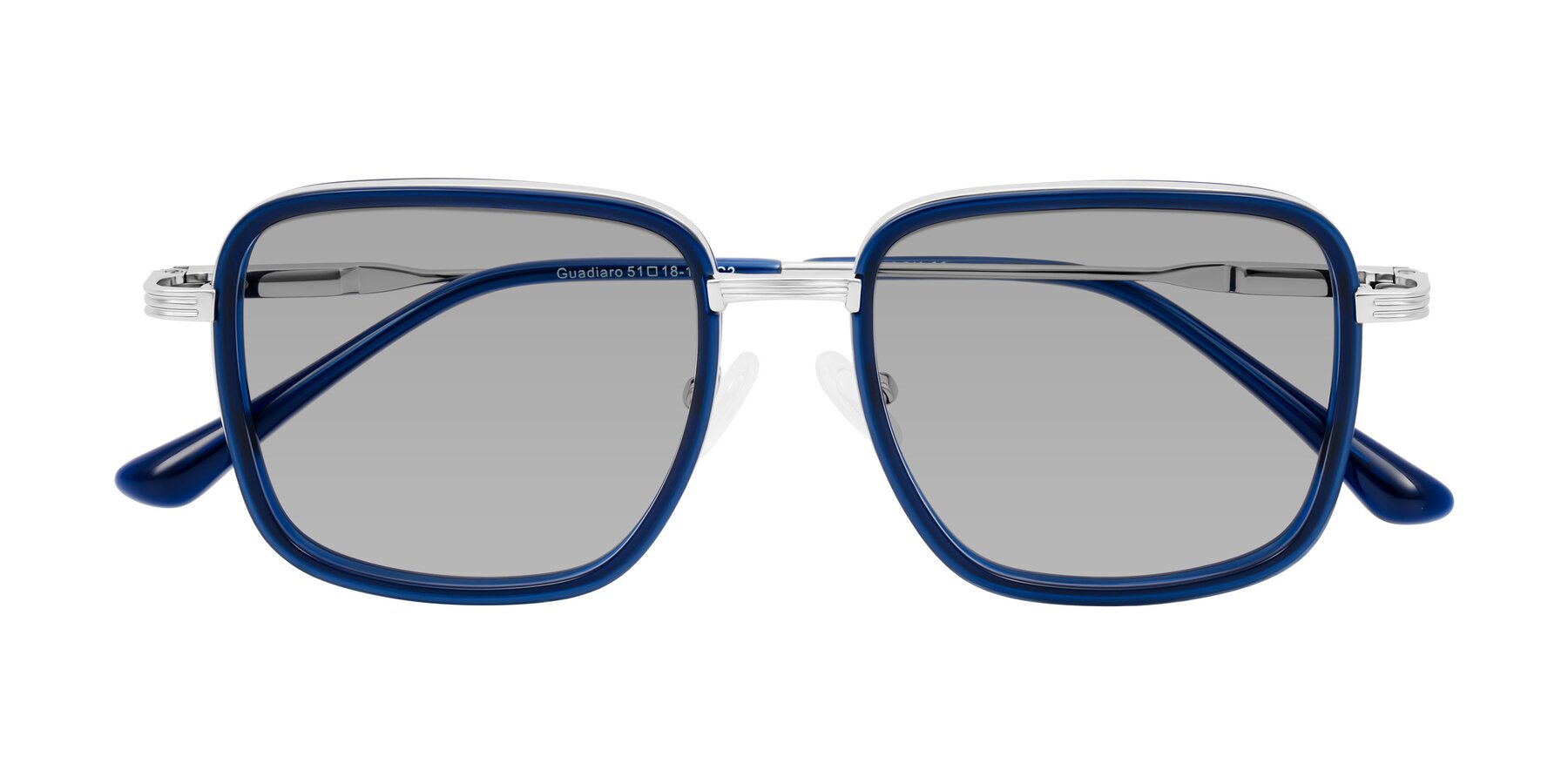 Folded Front of Guadiaro in Blue/Silver with Light Gray Tinted Lenses