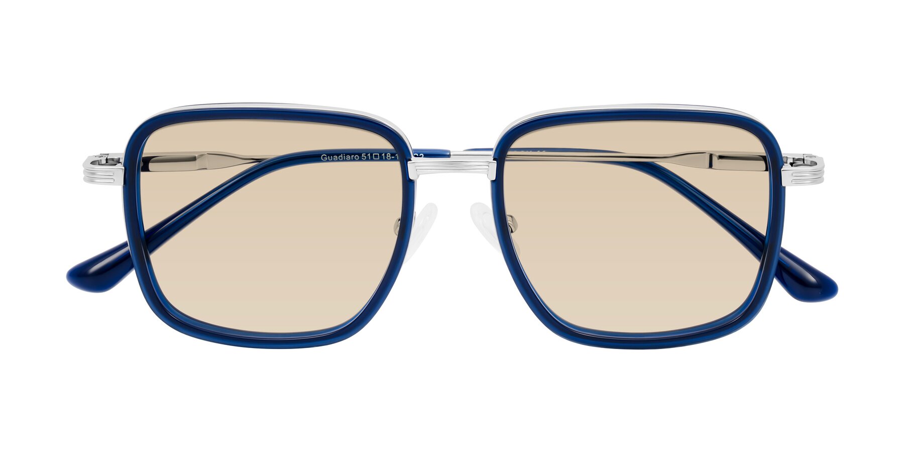 Folded Front of Guadiaro in Blue/Silver with Light Brown Tinted Lenses