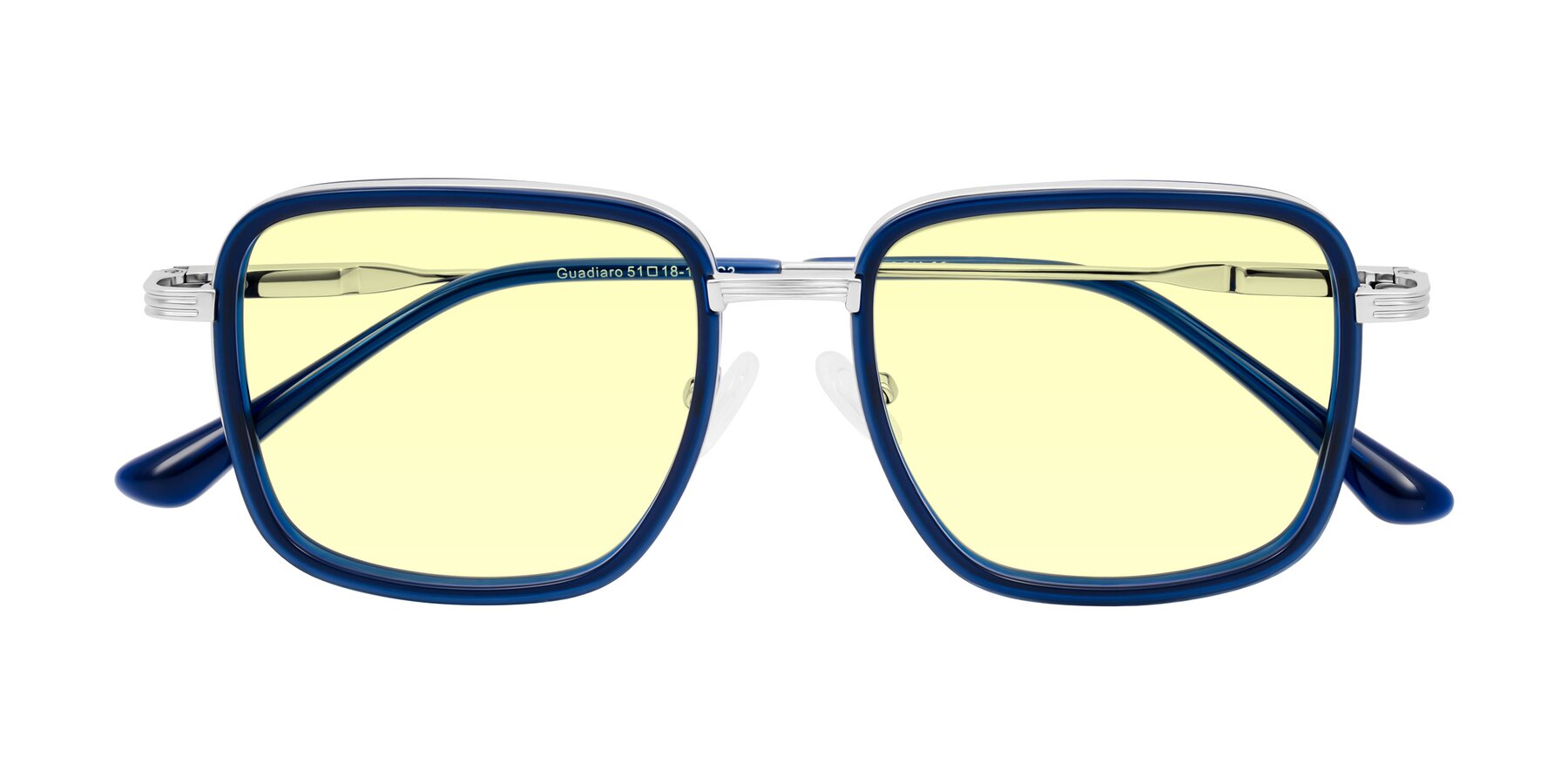 Folded Front of Guadiaro in Blue/Silver with Light Yellow Tinted Lenses