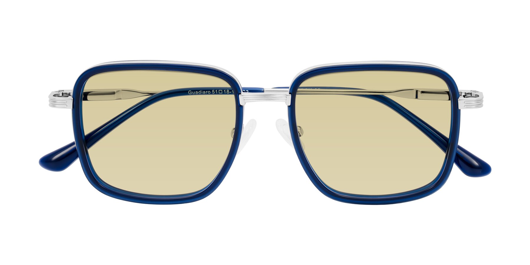 Folded Front of Guadiaro in Blue/Silver with Light Champagne Tinted Lenses