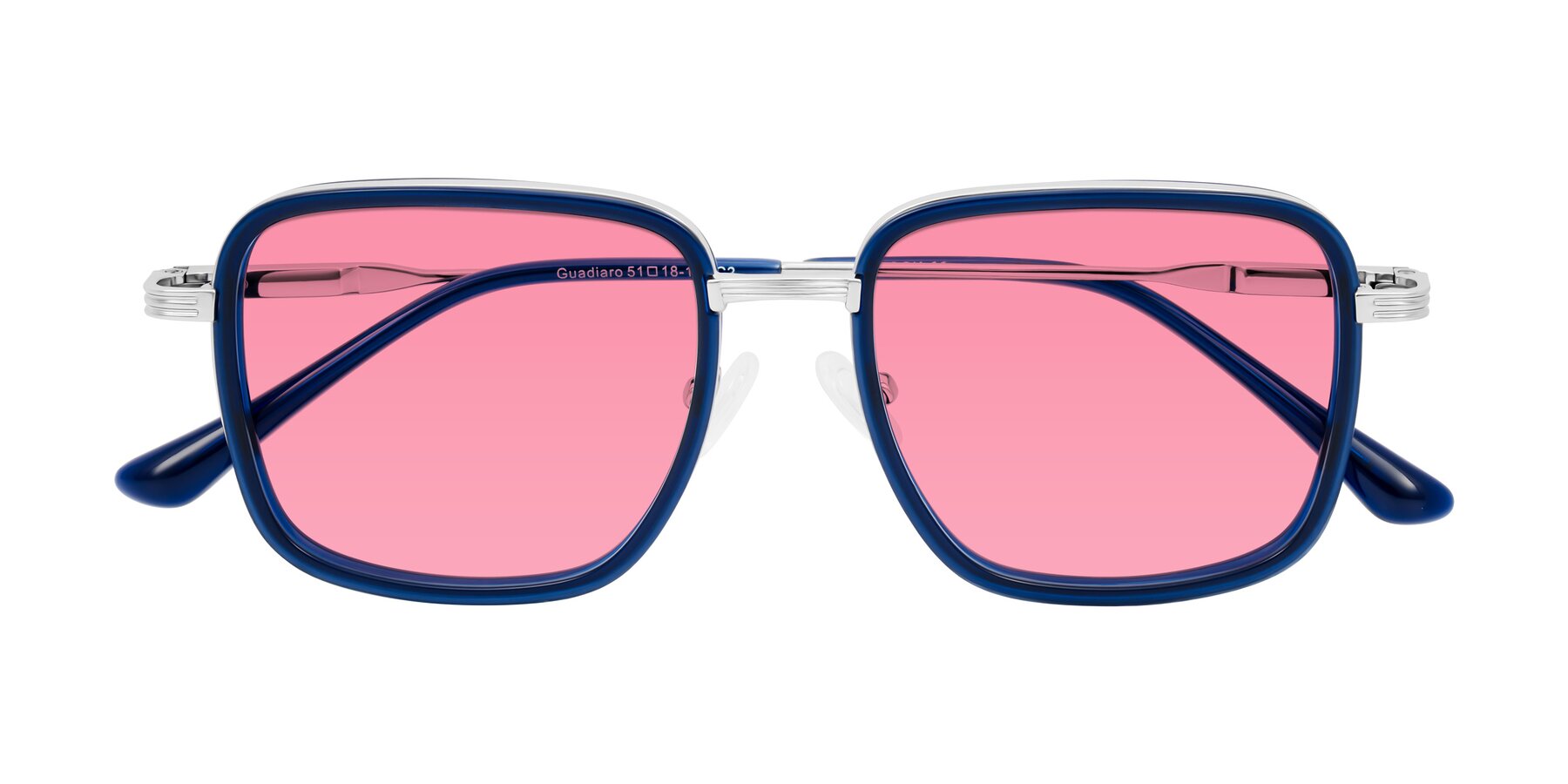 Folded Front of Guadiaro in Blue/Silver with Pink Tinted Lenses