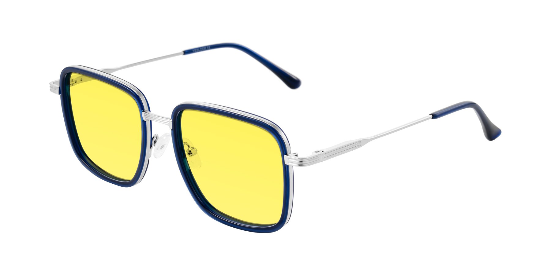 Angle of Guadiaro in Blue/Silver with Medium Yellow Tinted Lenses