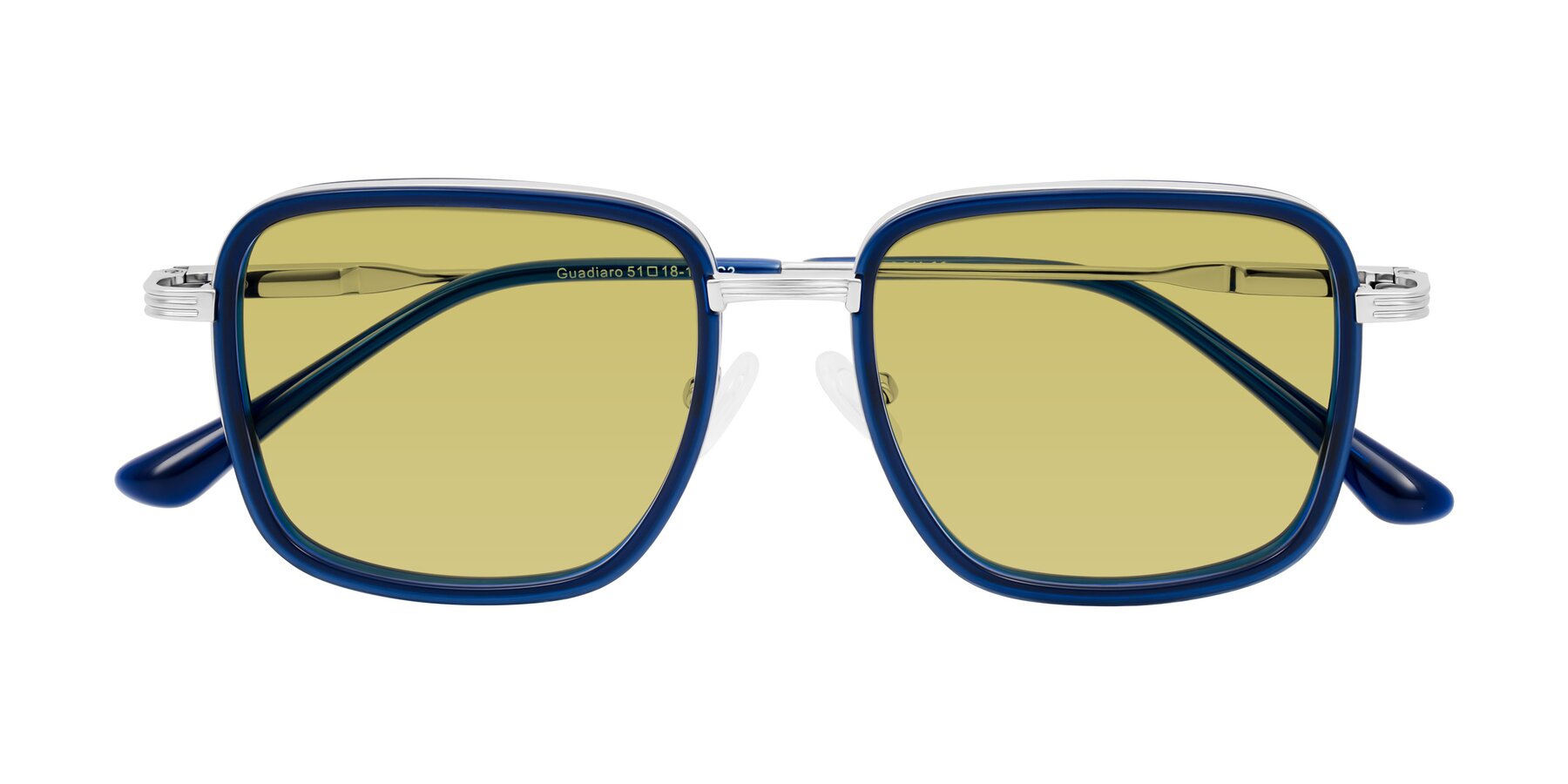 Folded Front of Guadiaro in Blue/Silver with Medium Champagne Tinted Lenses