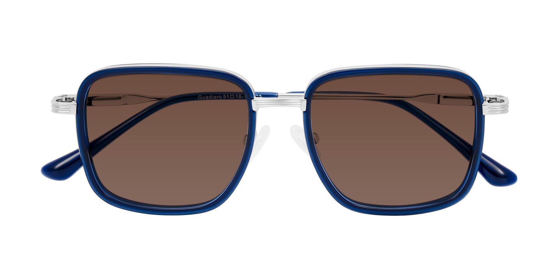 Folded Front of Guadiaro in Blue/Silver with Brown Tinted Lenses