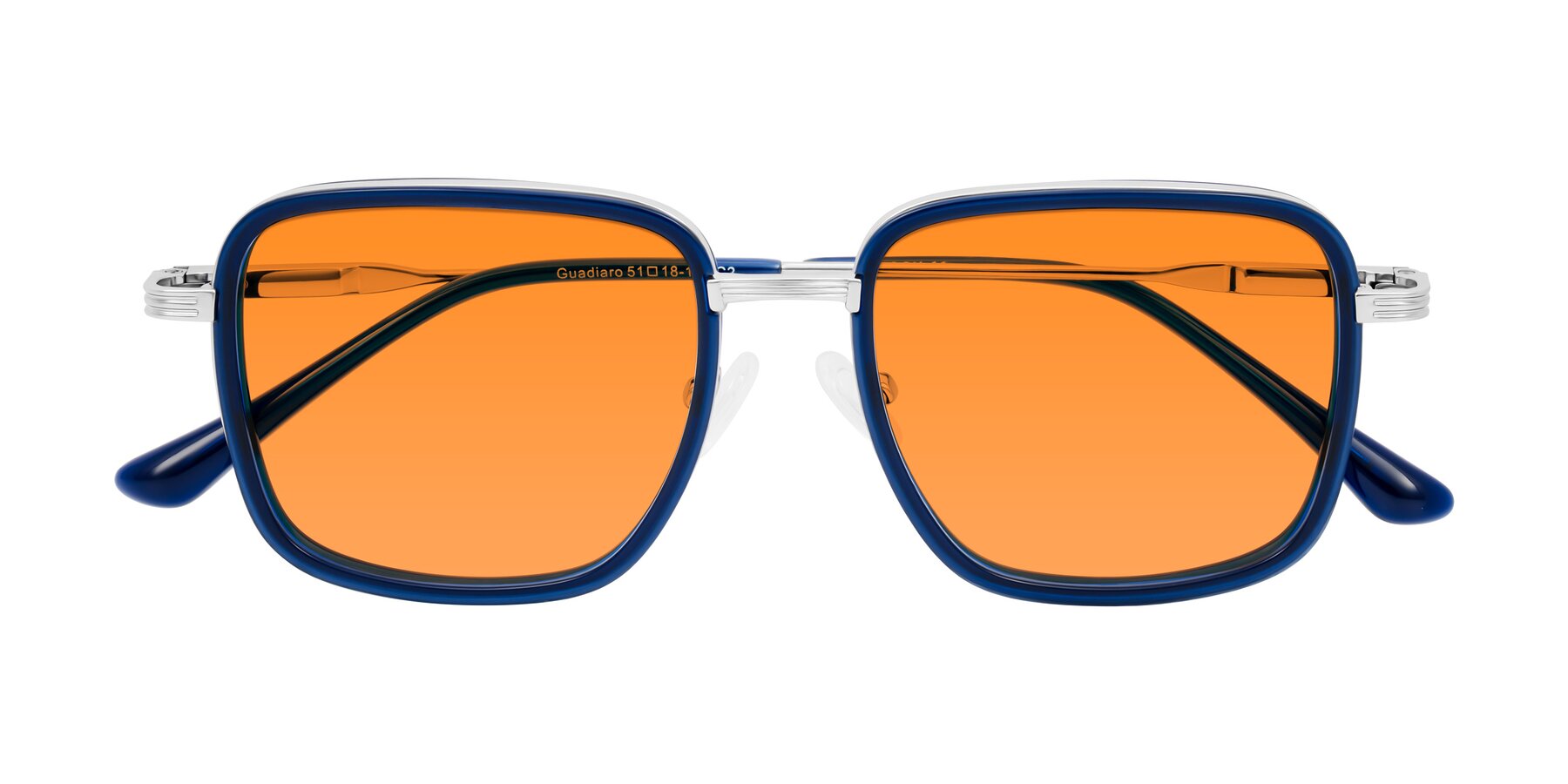 Folded Front of Guadiaro in Blue/Silver with Orange Tinted Lenses