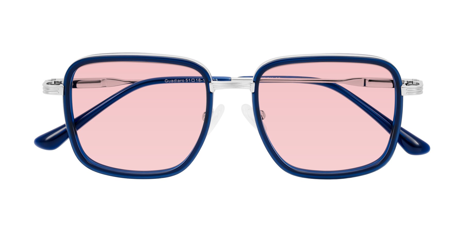 Folded Front of Guadiaro in Blue/Silver with Light Garnet Tinted Lenses