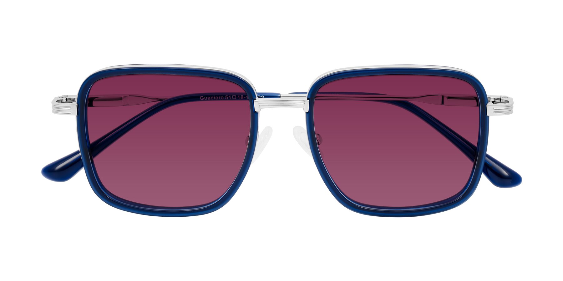Folded Front of Guadiaro in Blue/Silver with Wine Tinted Lenses