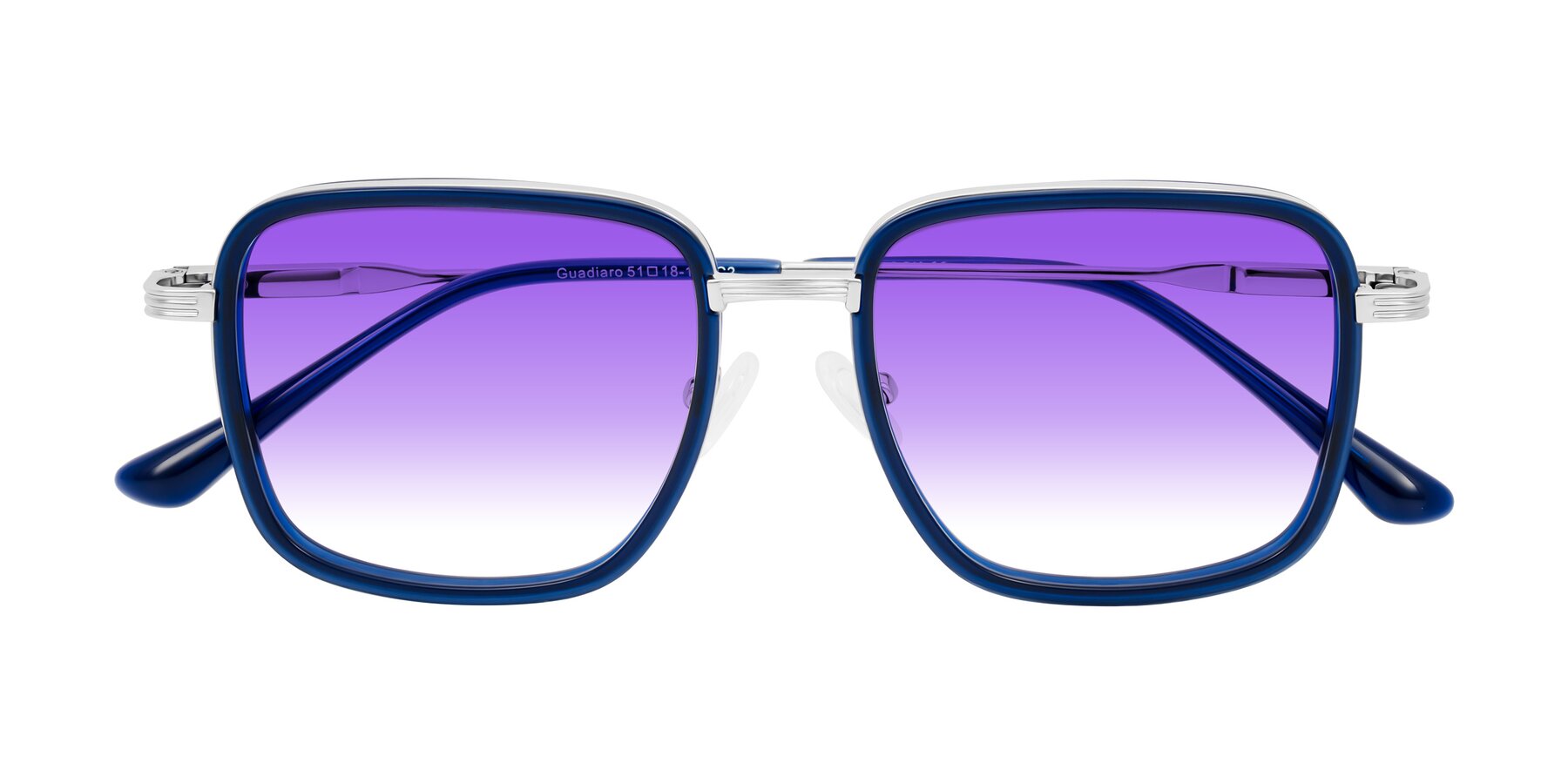Folded Front of Guadiaro in Blue/Silver with Purple Gradient Lenses