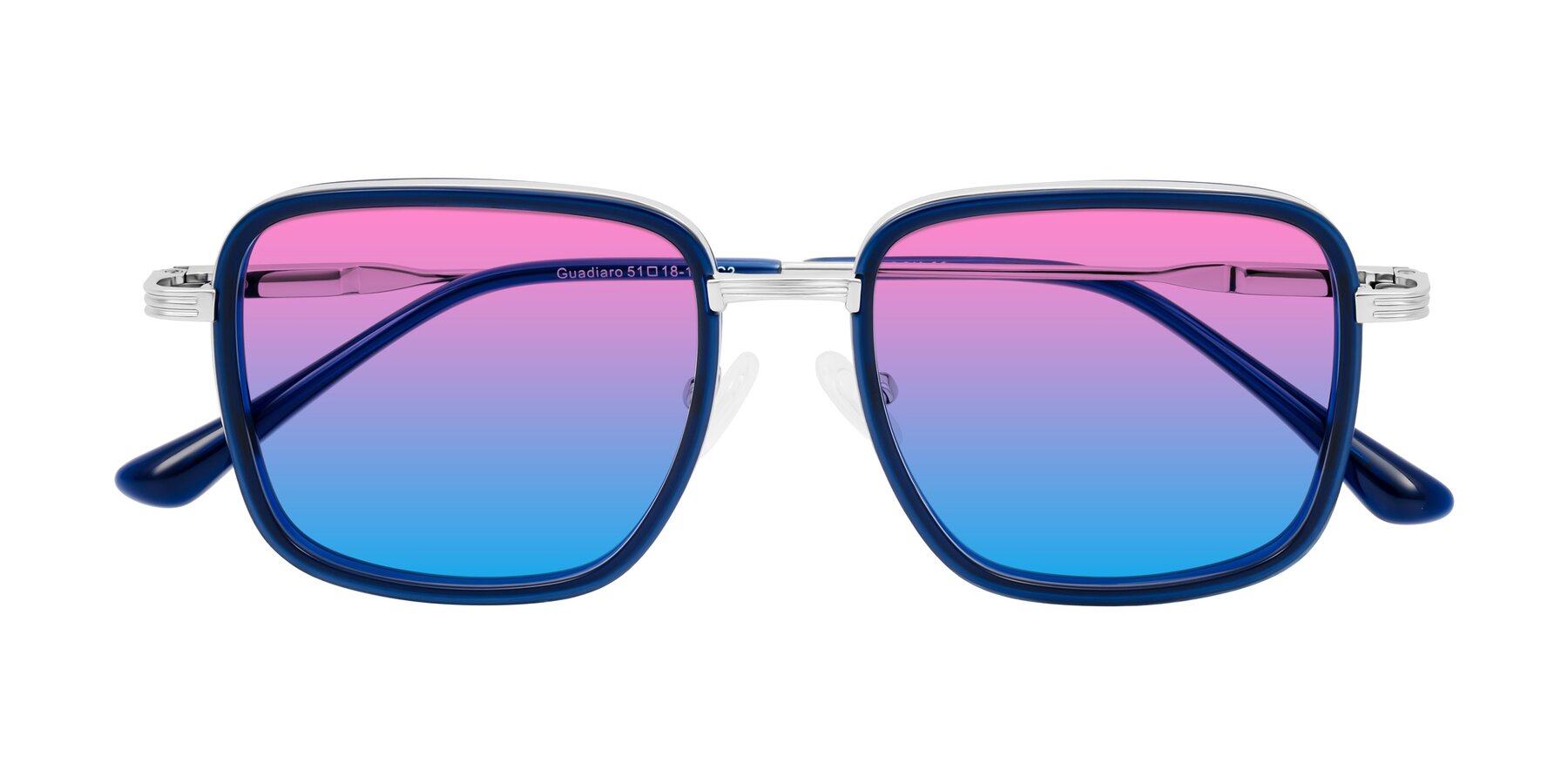 Folded Front of Guadiaro in Blue/Silver with Pink / Blue Gradient Lenses