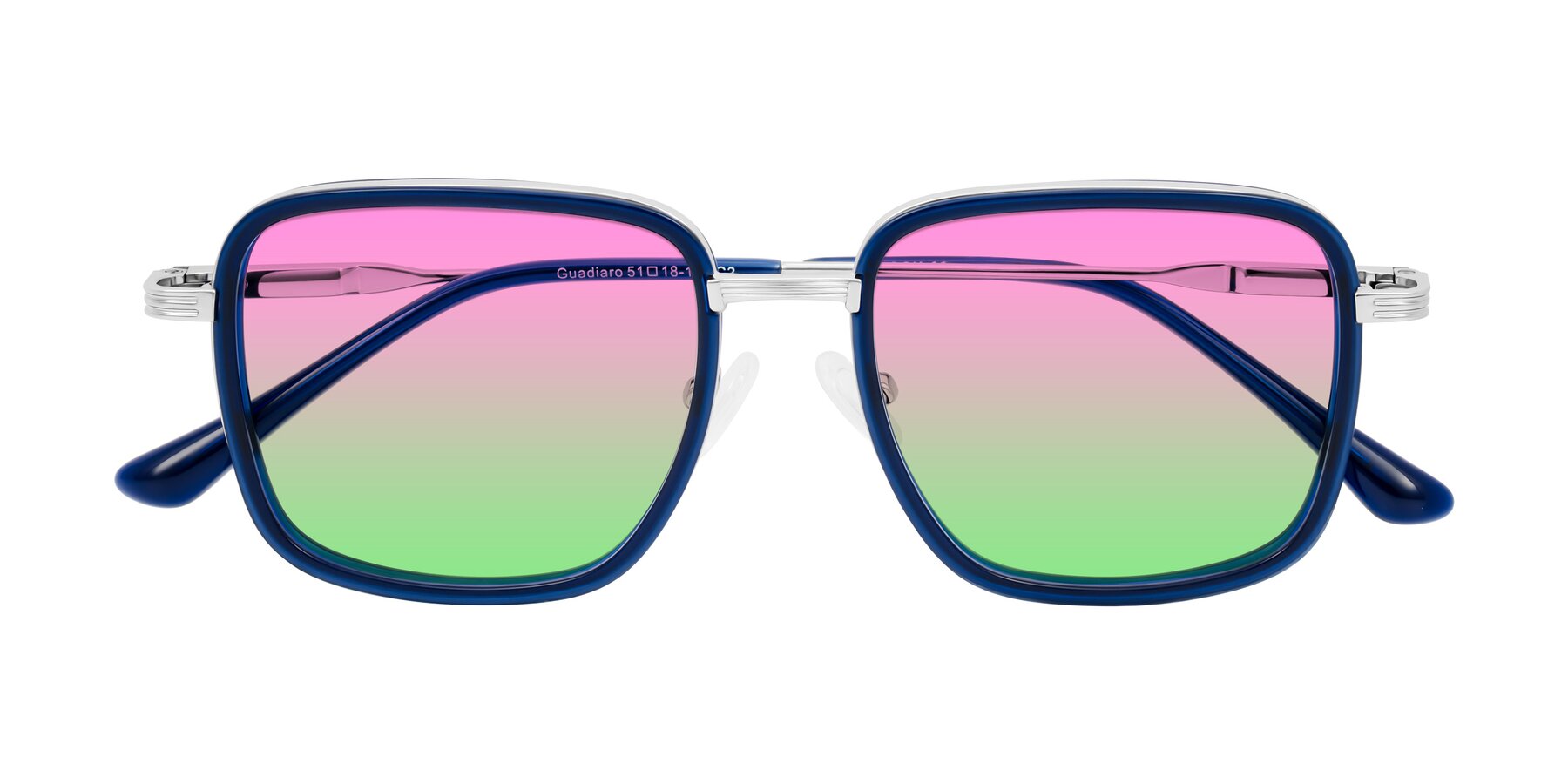 Folded Front of Guadiaro in Blue/Silver with Pink / Green Gradient Lenses