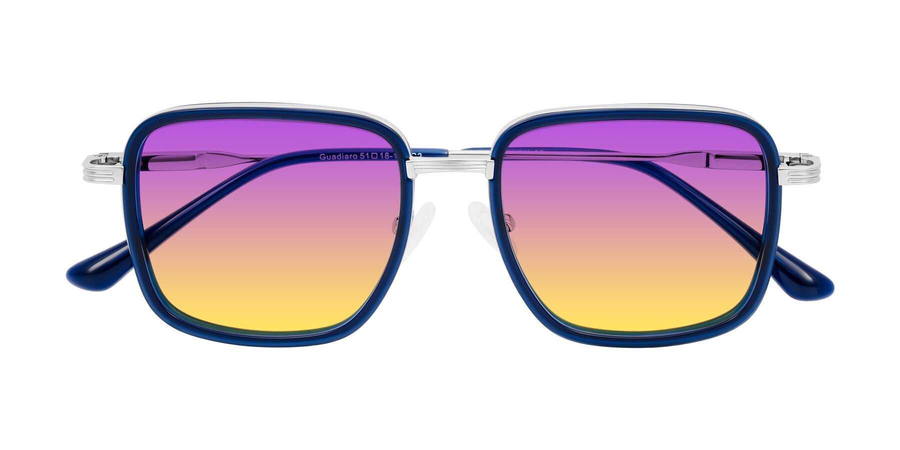 Folded Front of Guadiaro in Blue/Silver with Purple / Yellow Gradient Lenses