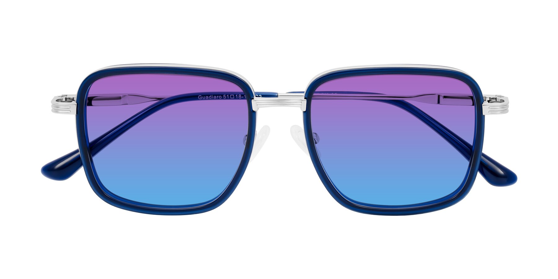 Folded Front of Guadiaro in Blue/Silver with Purple / Blue Gradient Lenses