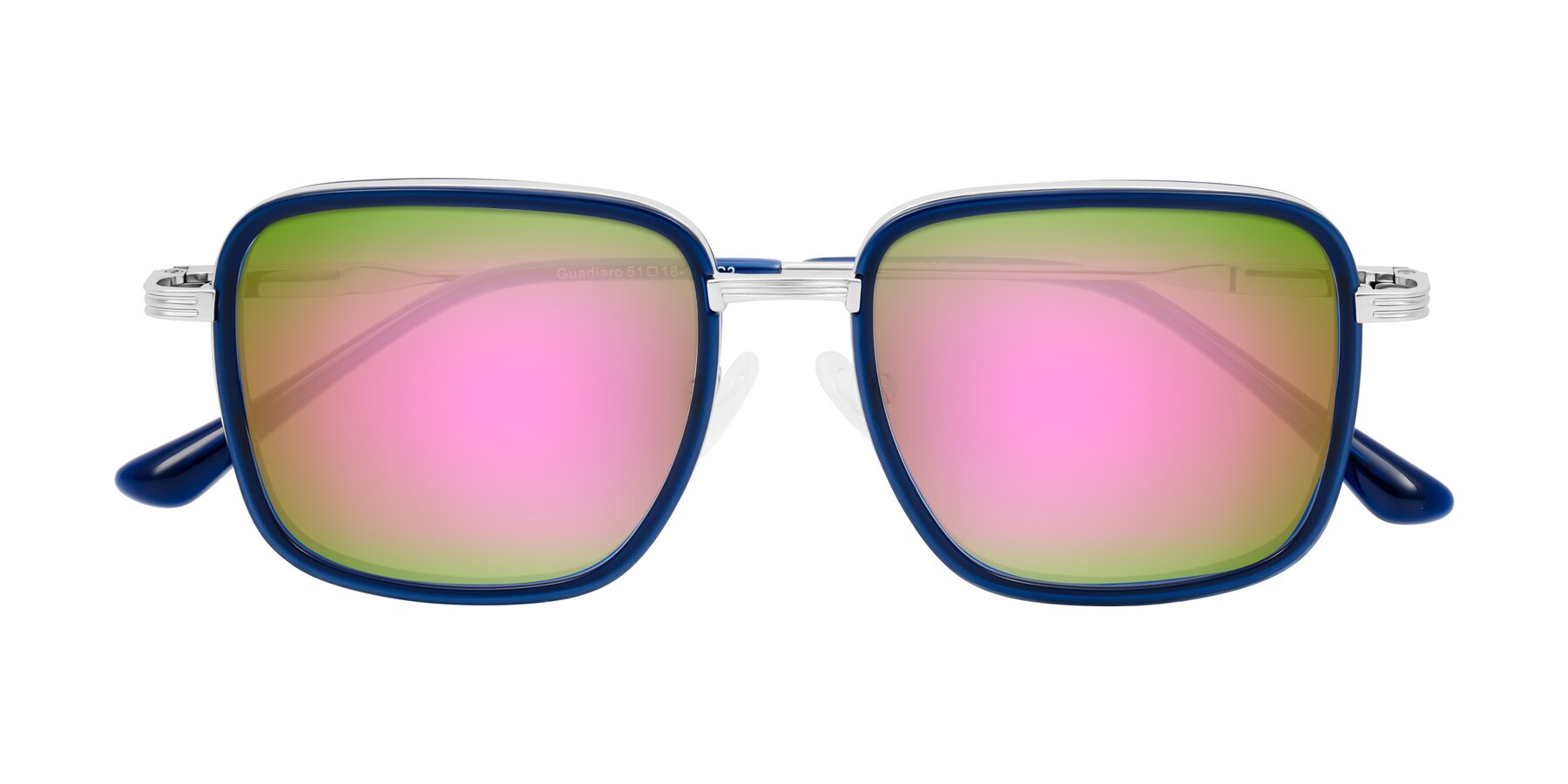 Folded Front of Guadiaro in Blue/Silver with Pink Mirrored Lenses