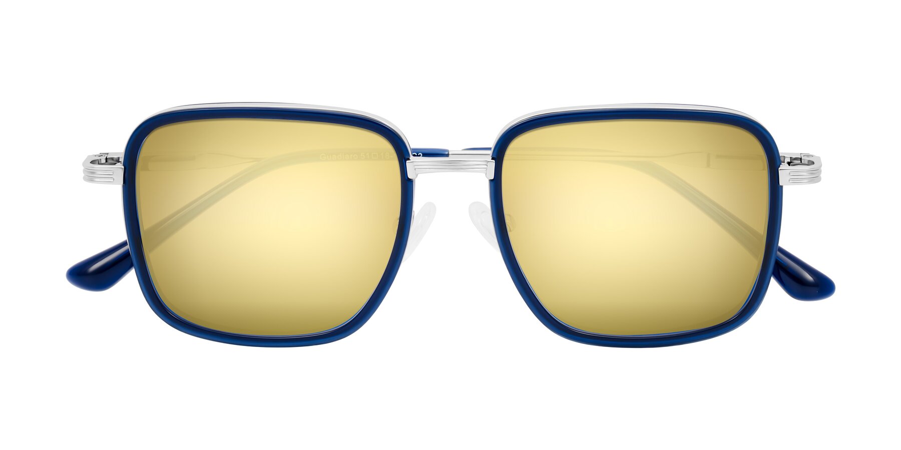Folded Front of Guadiaro in Blue/Silver with Gold Mirrored Lenses