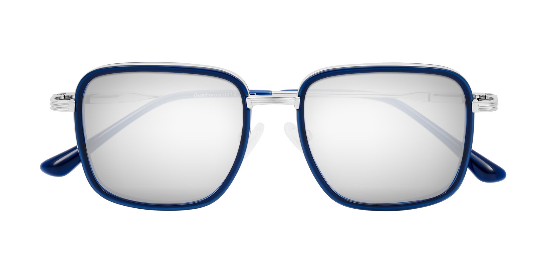 Folded Front of Guadiaro in Blue/Silver with Silver Mirrored Lenses
