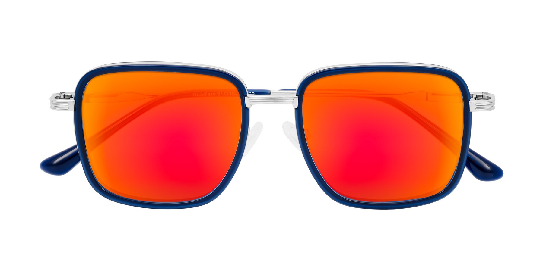 Folded Front of Guadiaro in Blue/Silver with Red Gold Mirrored Lenses