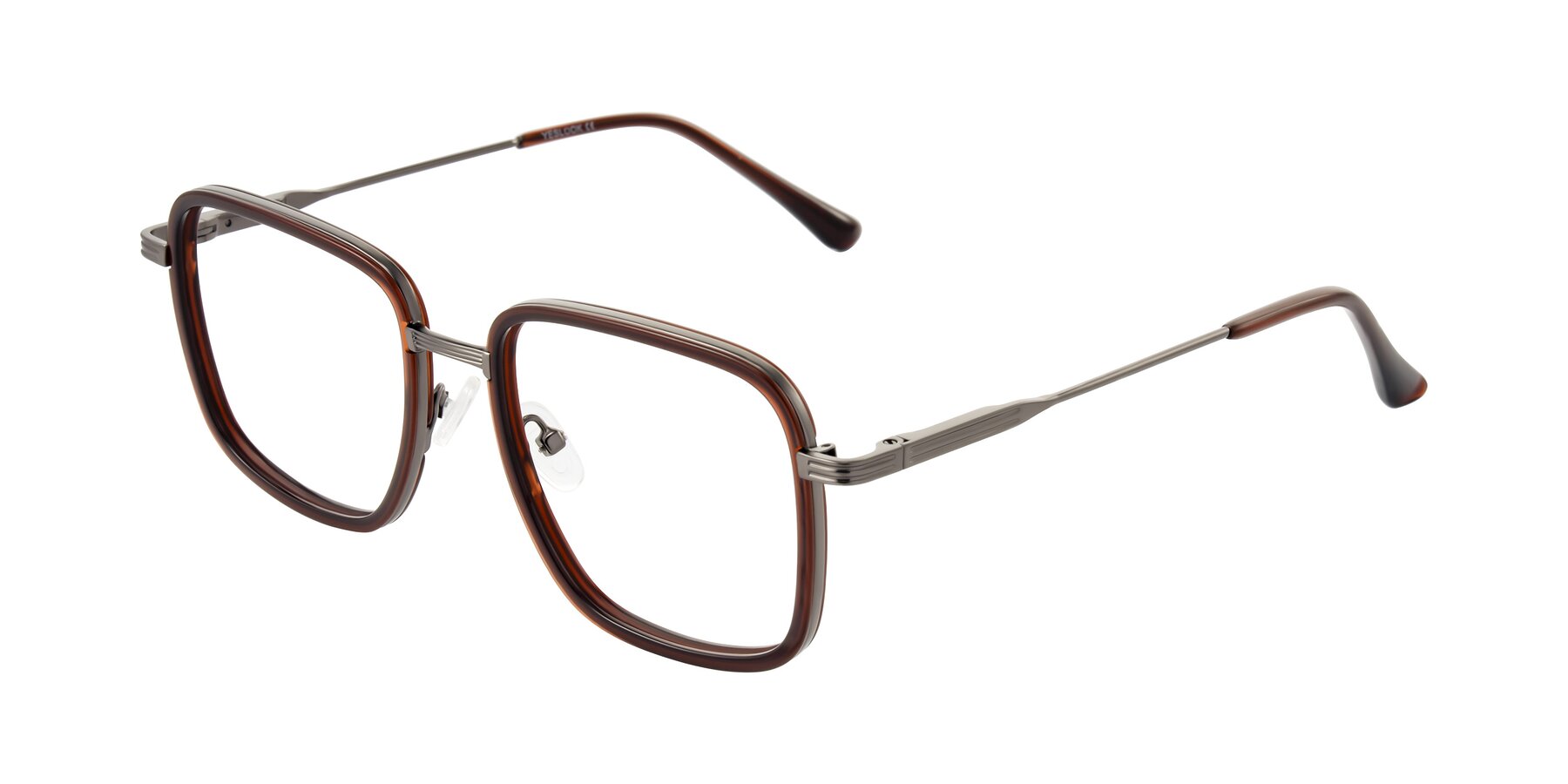 Angle of Guadiaro in Brown/Gunmetal with Clear Blue Light Blocking Lenses
