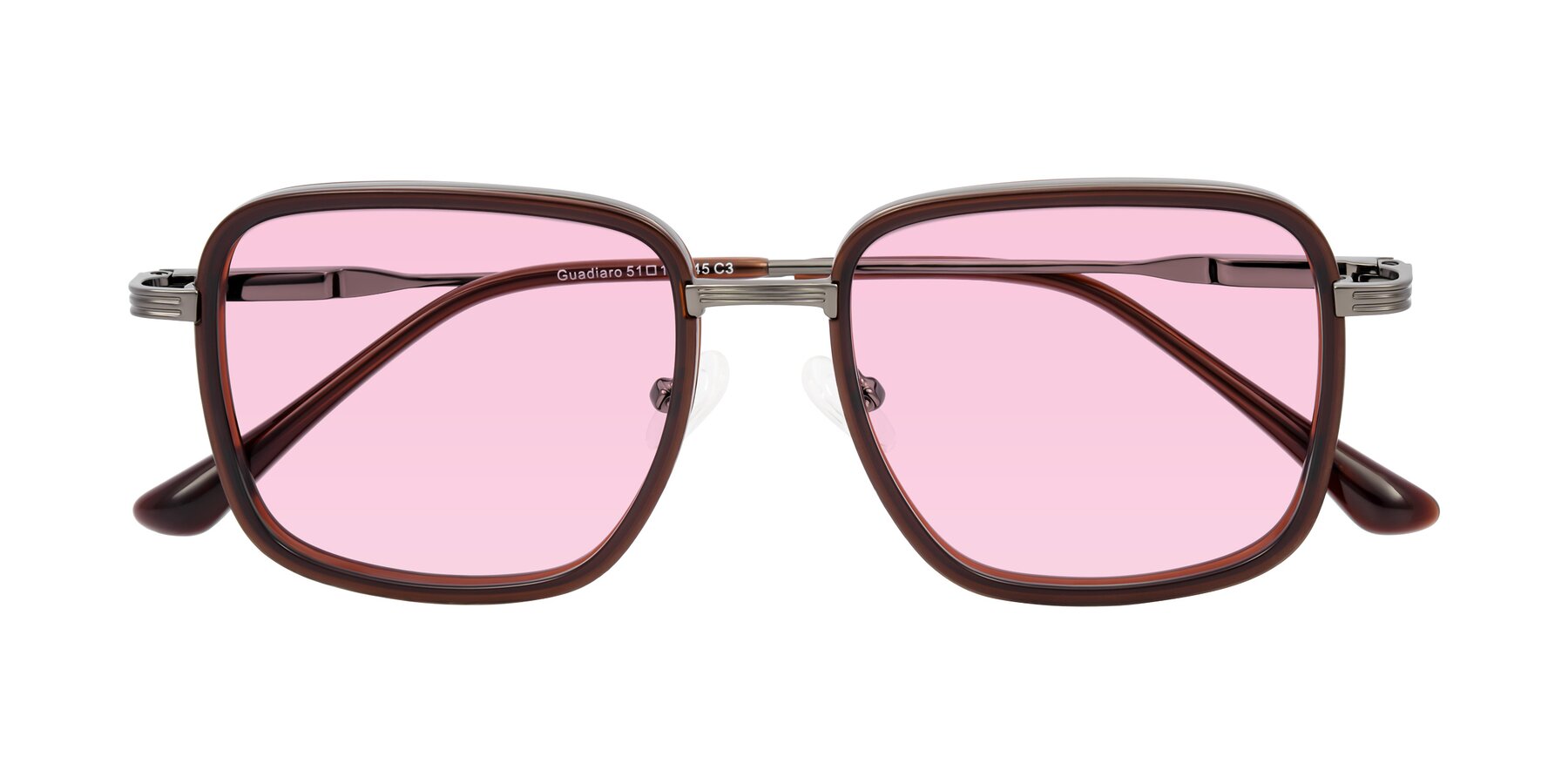 Folded Front of Guadiaro in Brown/Gunmetal with Light Pink Tinted Lenses
