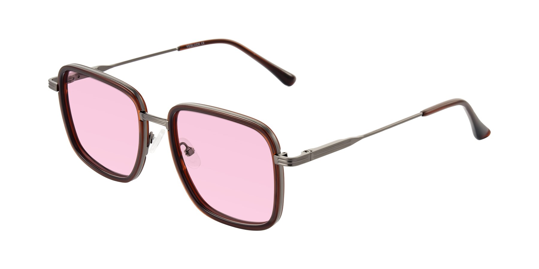 Angle of Guadiaro in Brown/Gunmetal with Light Pink Tinted Lenses