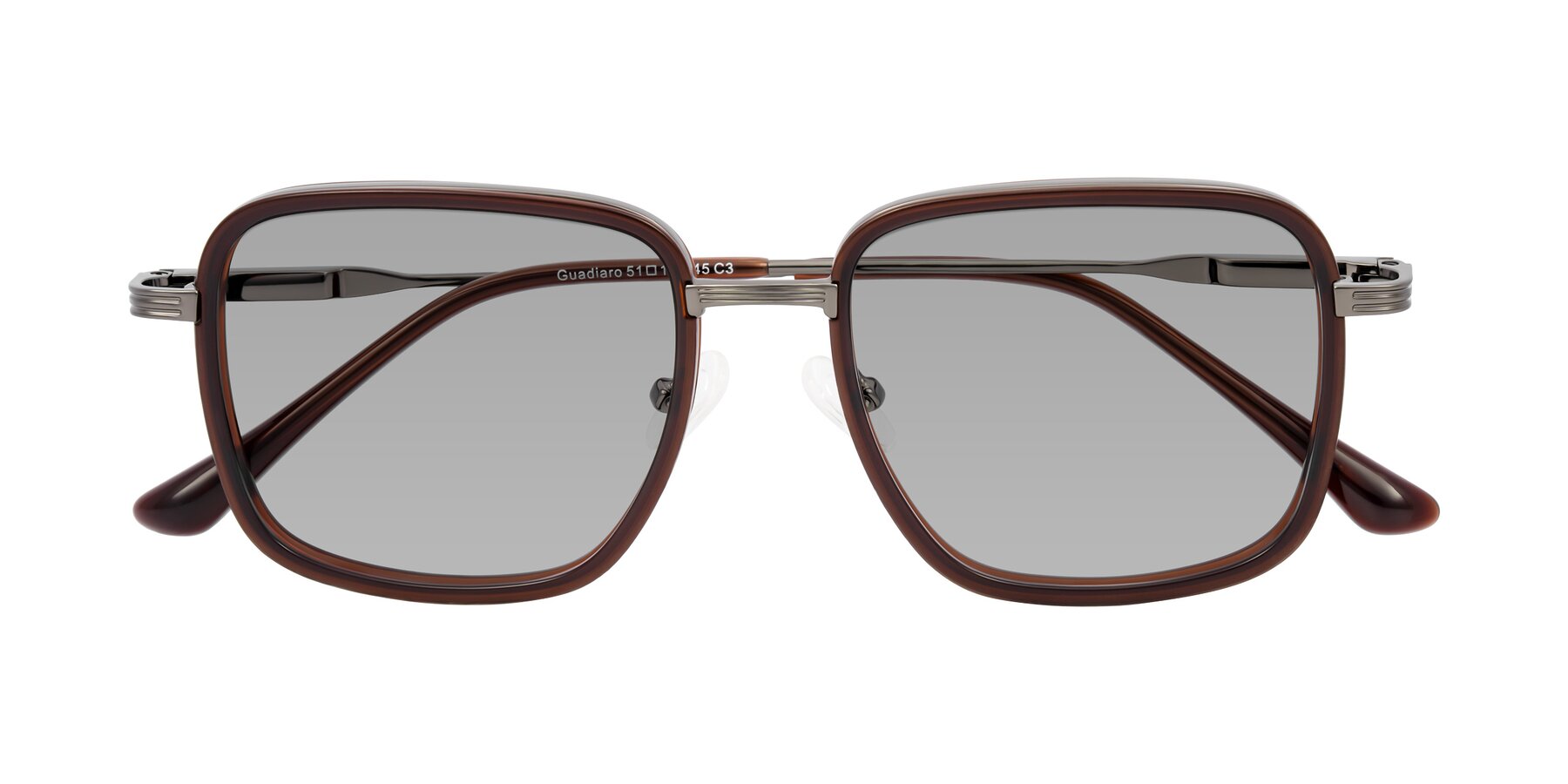 Folded Front of Guadiaro in Brown/Gunmetal with Light Gray Tinted Lenses
