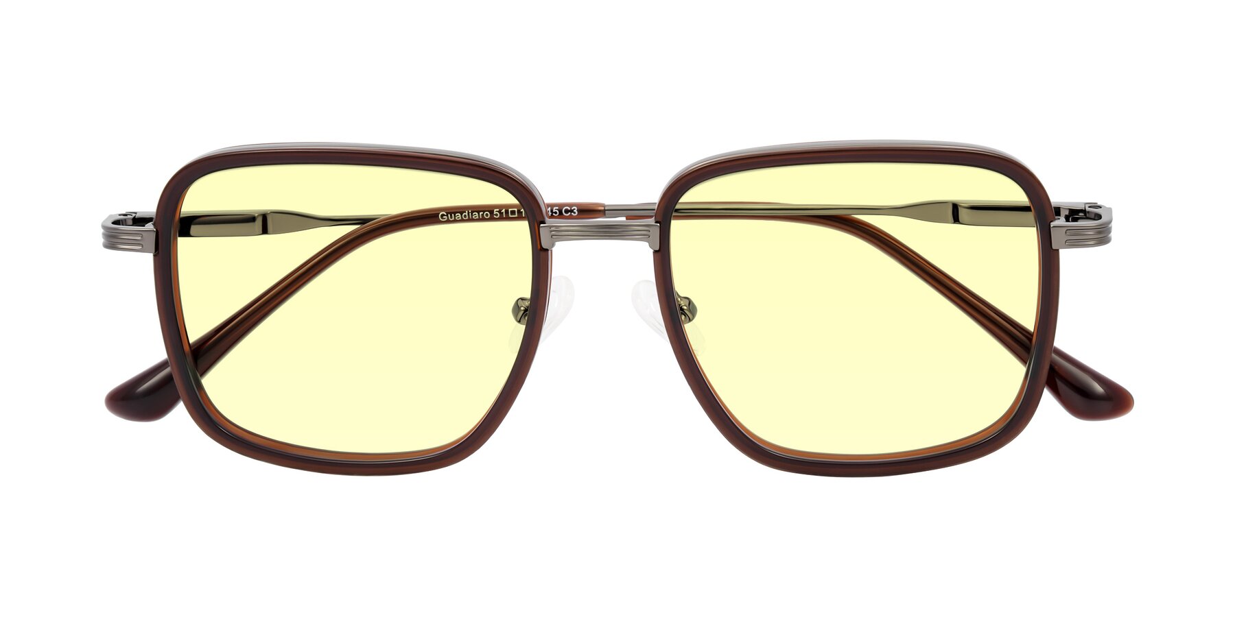 Folded Front of Guadiaro in Brown/Gunmetal with Light Yellow Tinted Lenses