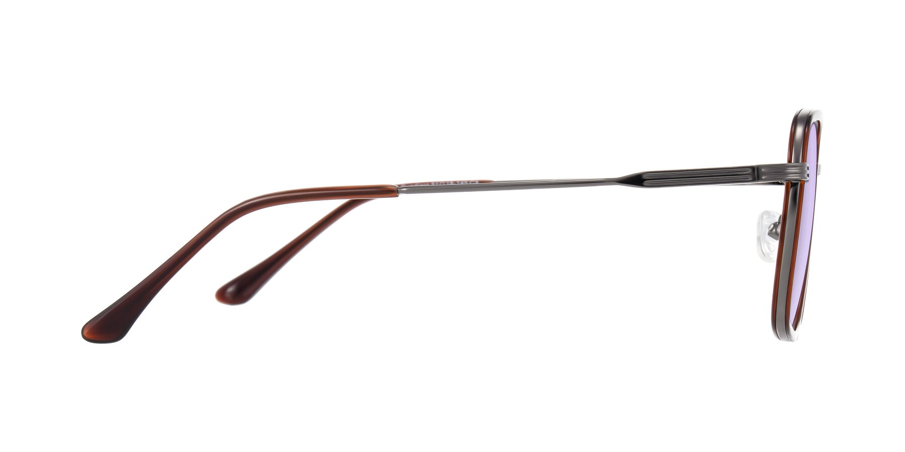 Side of Guadiaro in Brown/Gunmetal with Light Purple Tinted Lenses
