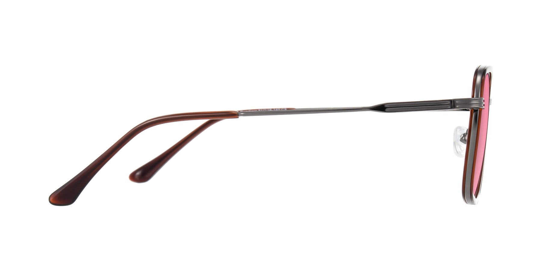 Side of Guadiaro in Brown/Gunmetal with Pink Tinted Lenses