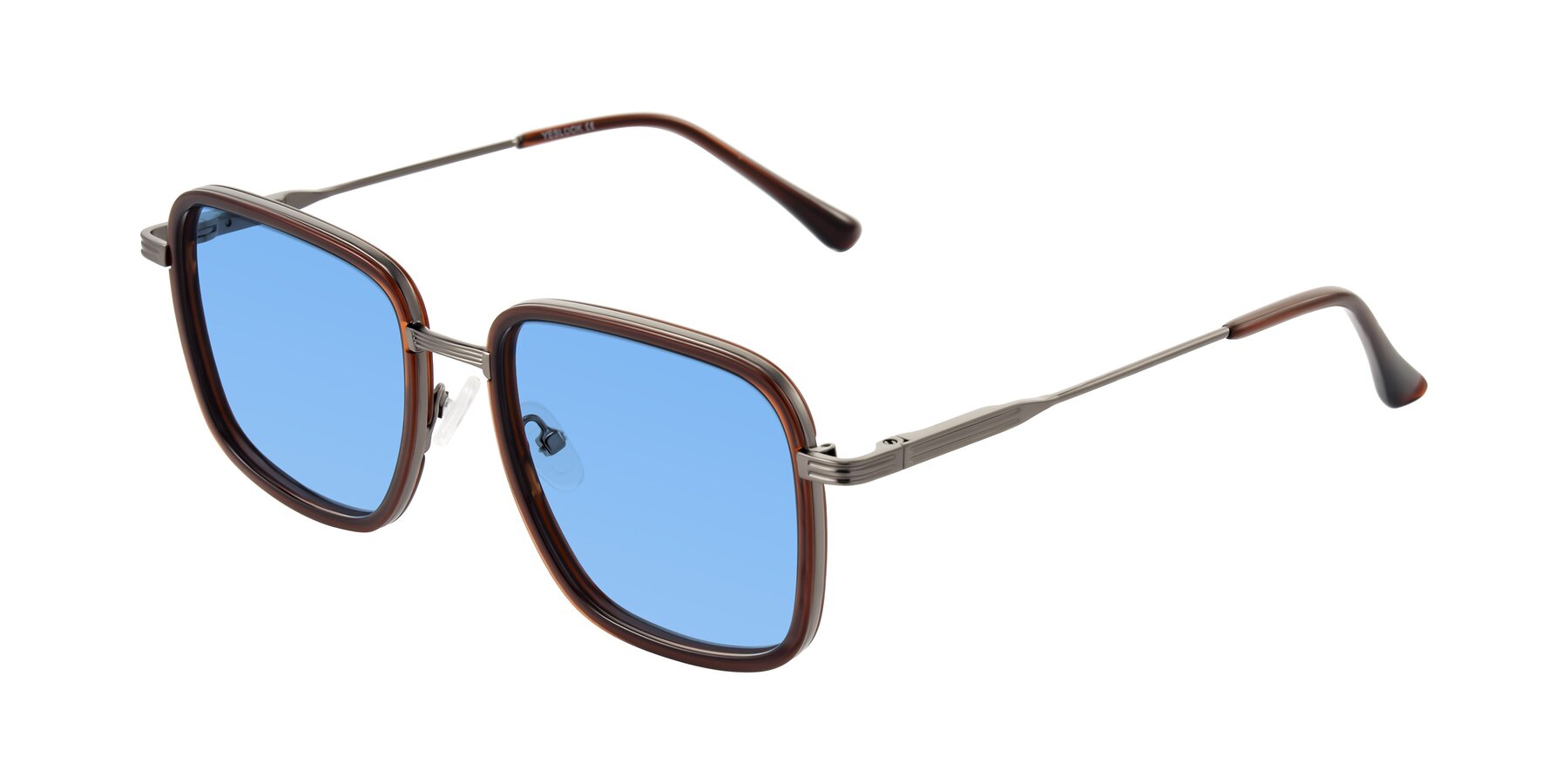 Angle of Guadiaro in Brown/Gunmetal with Medium Blue Tinted Lenses