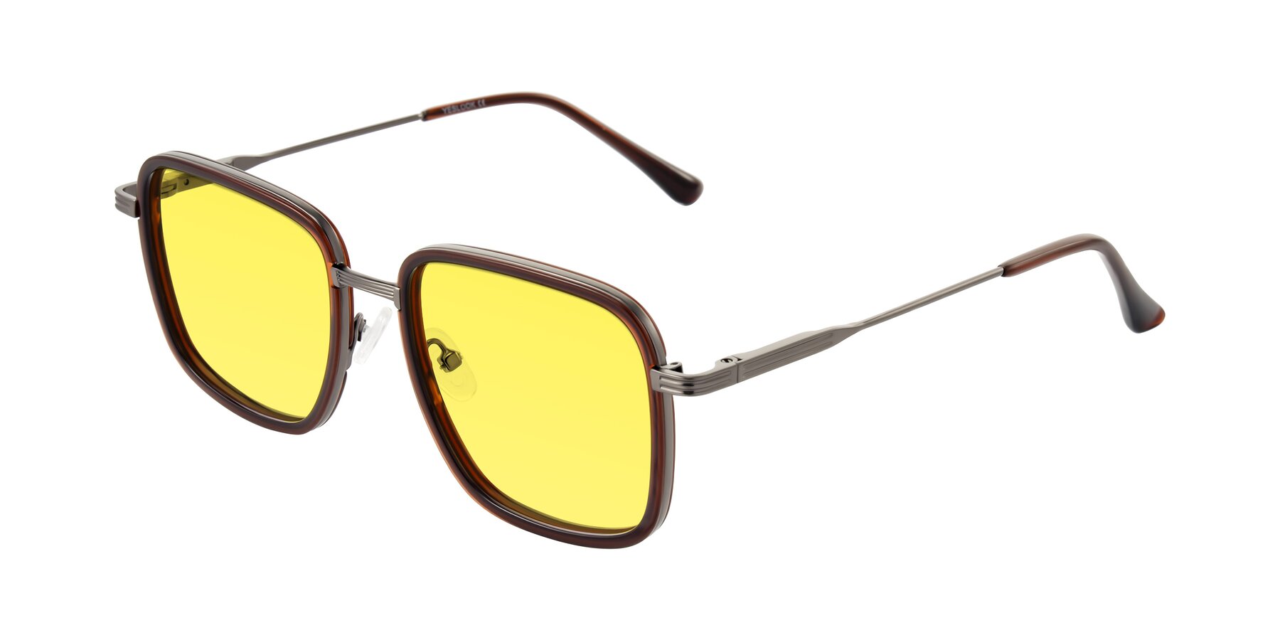 Angle of Guadiaro in Brown/Gunmetal with Medium Yellow Tinted Lenses