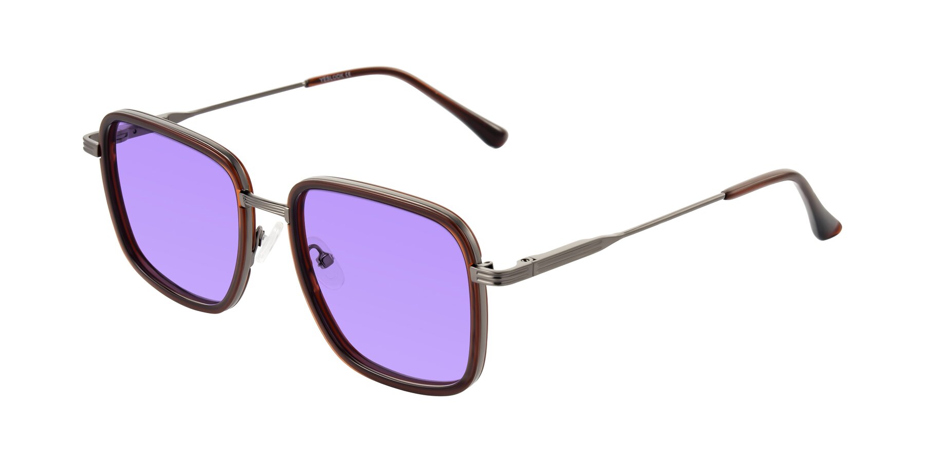 Angle of Guadiaro in Brown/Gunmetal with Medium Purple Tinted Lenses
