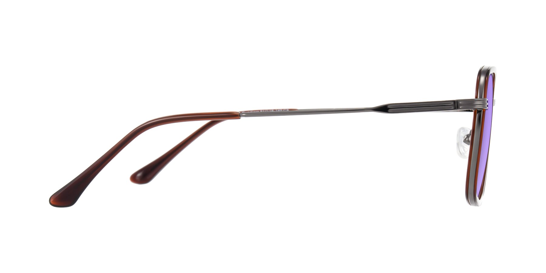 Side of Guadiaro in Brown/Gunmetal with Medium Purple Tinted Lenses