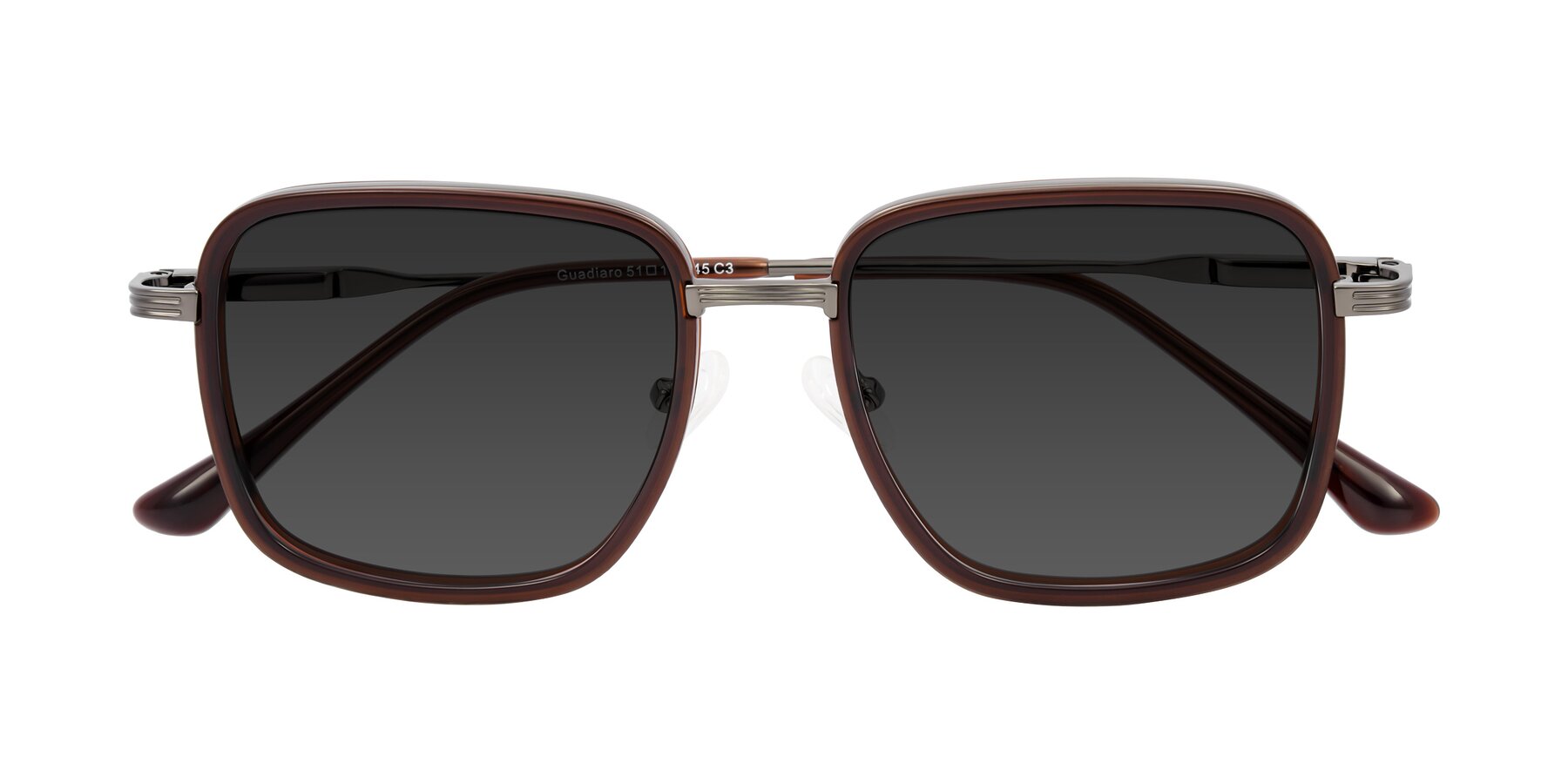 Folded Front of Guadiaro in Brown/Gunmetal with Gray Tinted Lenses