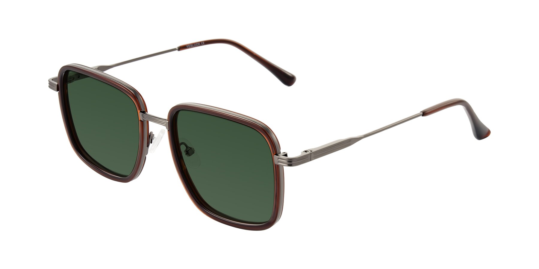 Angle of Guadiaro in Brown/Gunmetal with Green Tinted Lenses
