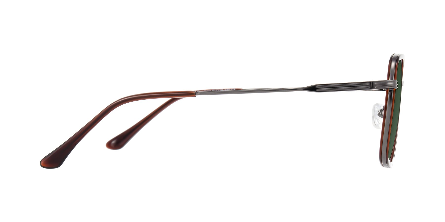 Side of Guadiaro in Brown/Gunmetal with Green Tinted Lenses
