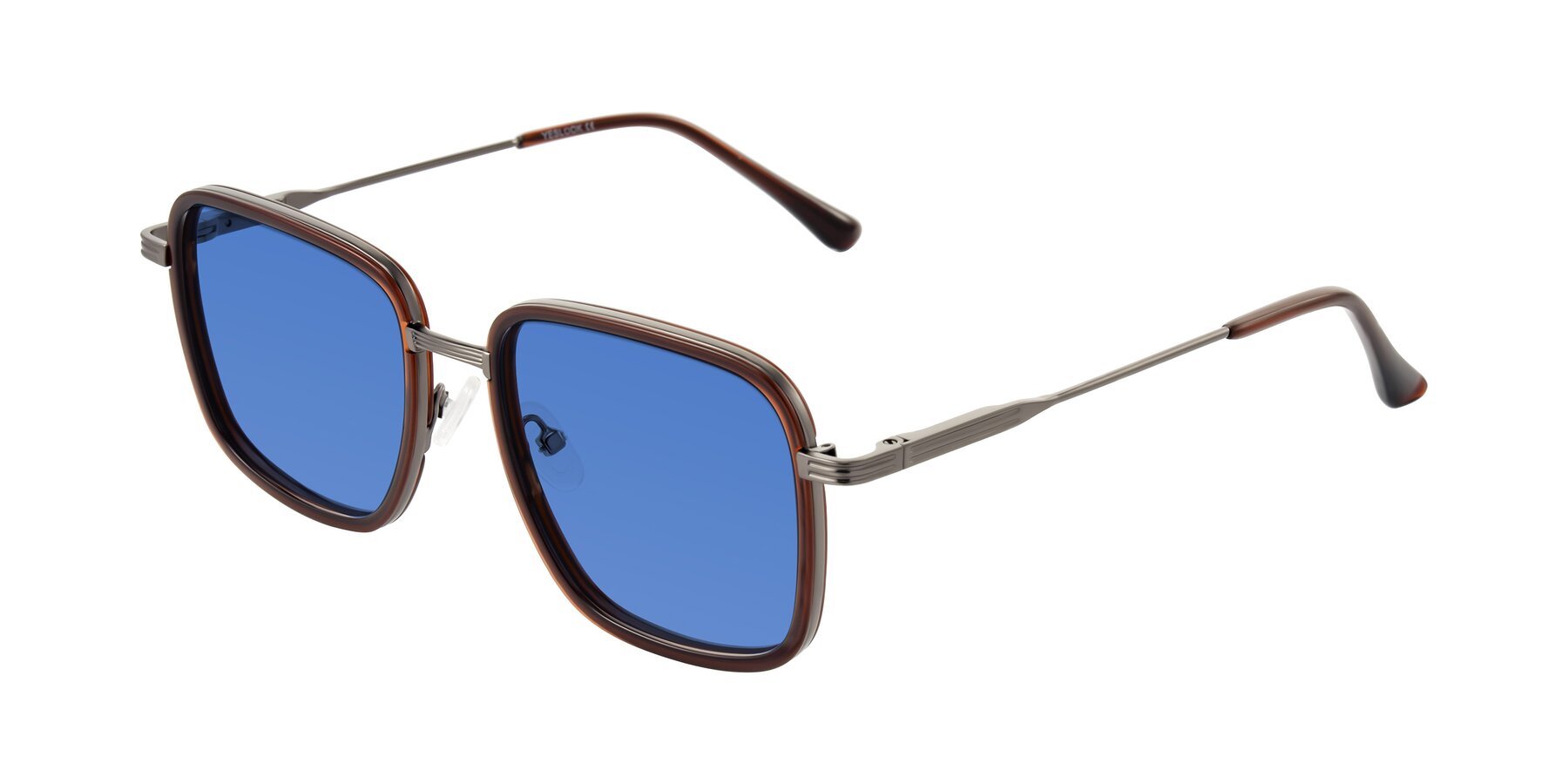 Angle of Guadiaro in Brown/Gunmetal with Blue Tinted Lenses