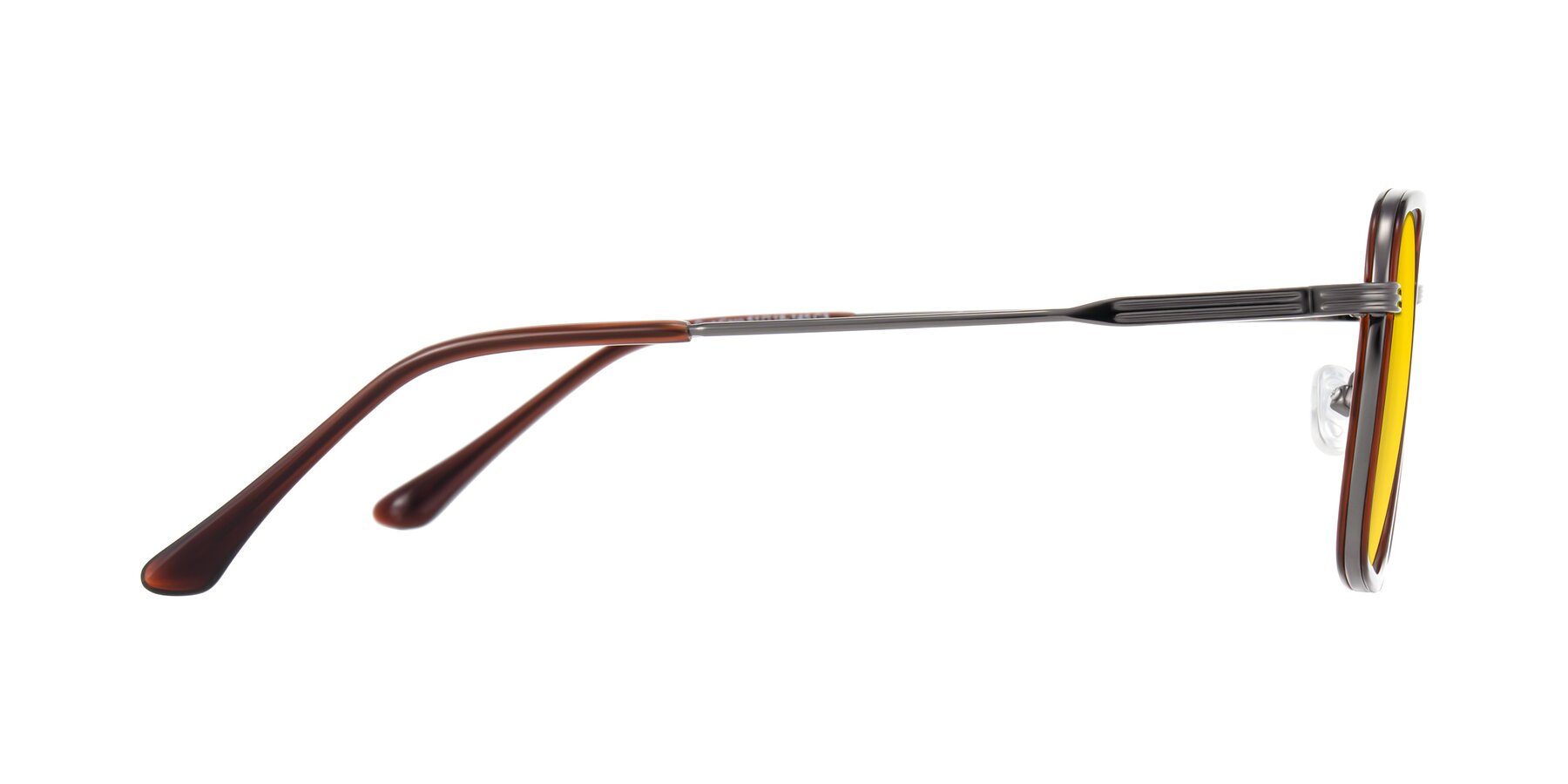 Side of Guadiaro in Brown/Gunmetal with Yellow Tinted Lenses