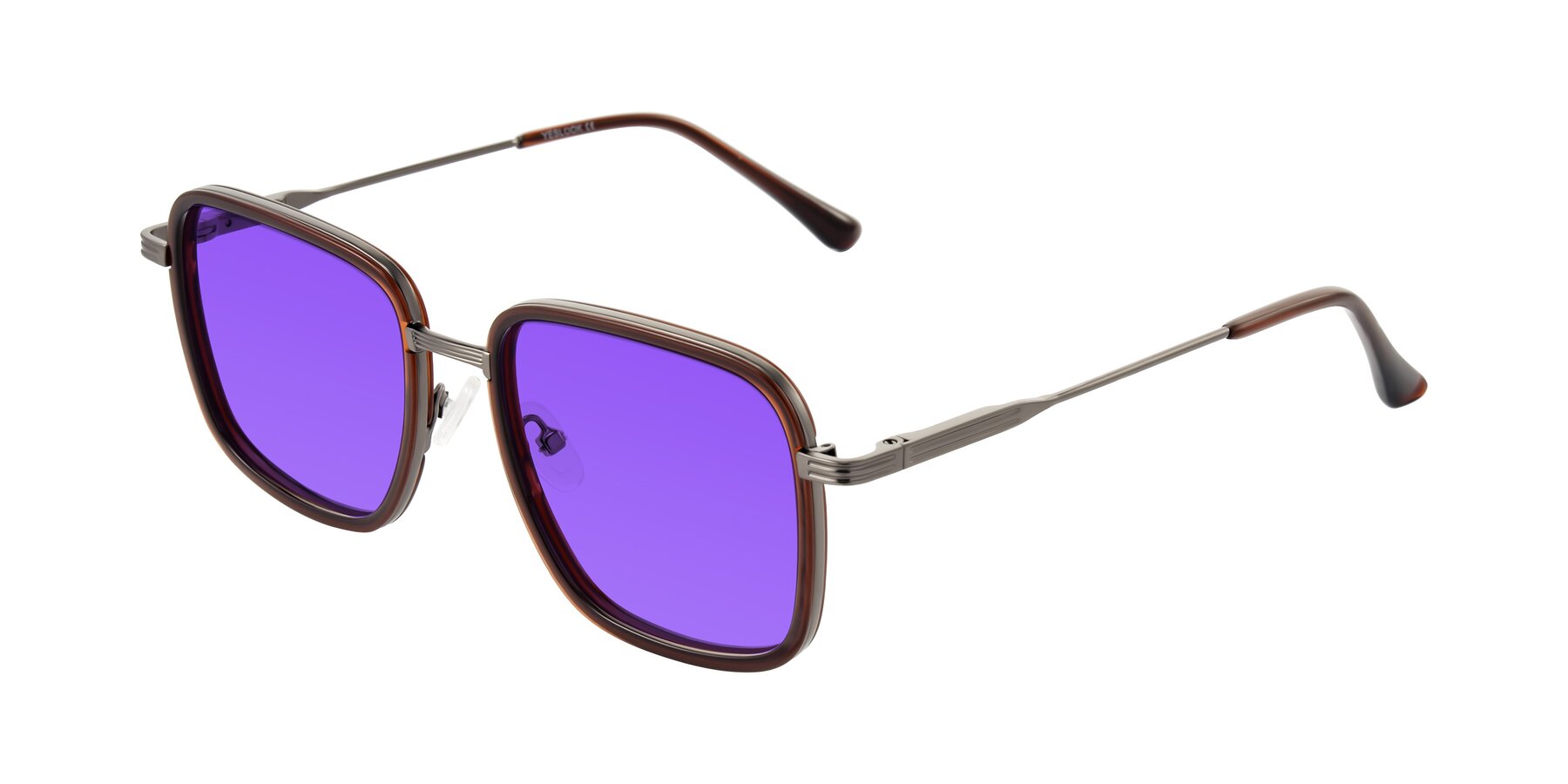 Angle of Guadiaro in Brown/Gunmetal with Purple Tinted Lenses