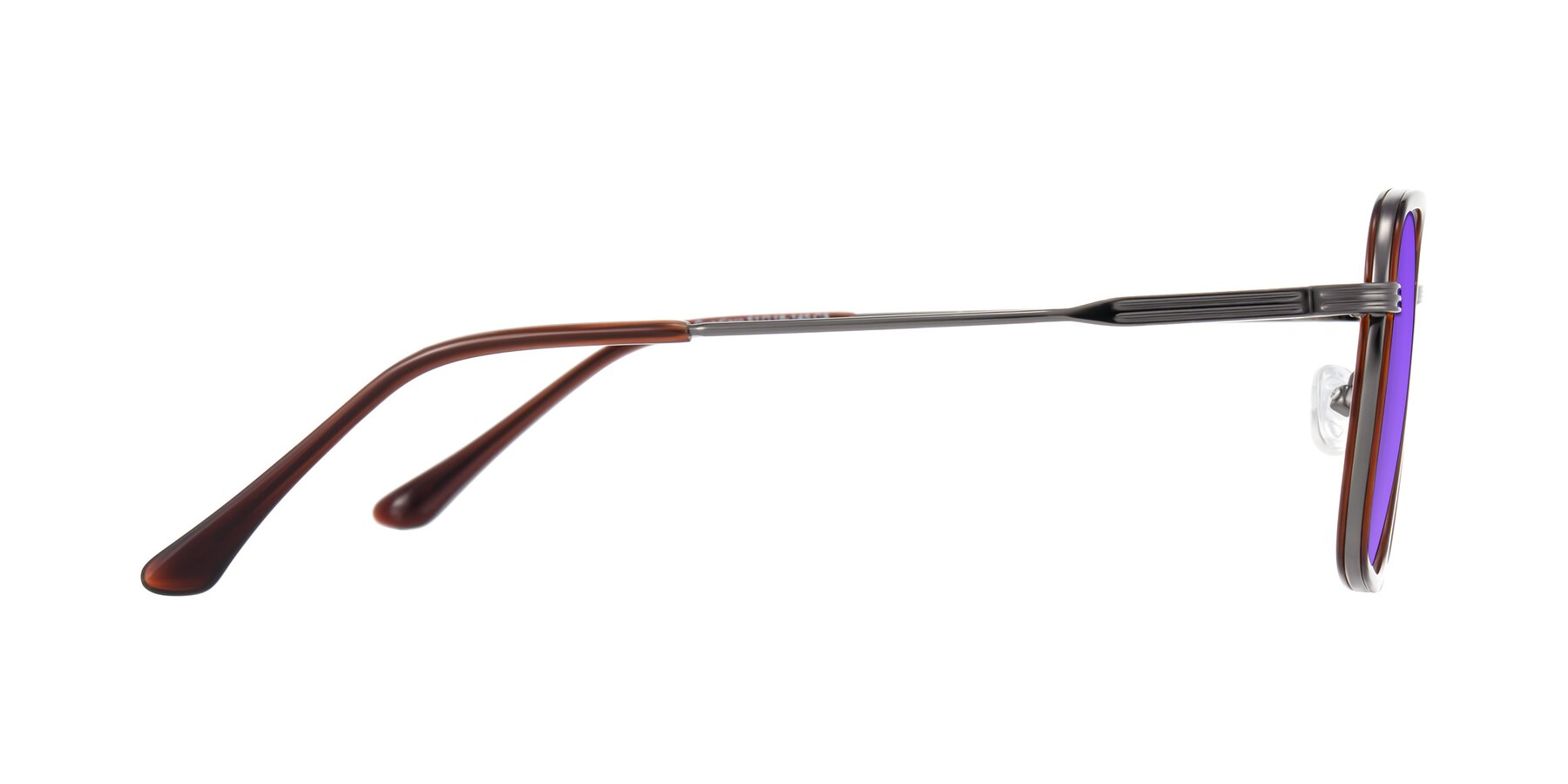 Side of Guadiaro in Brown/Gunmetal with Purple Tinted Lenses