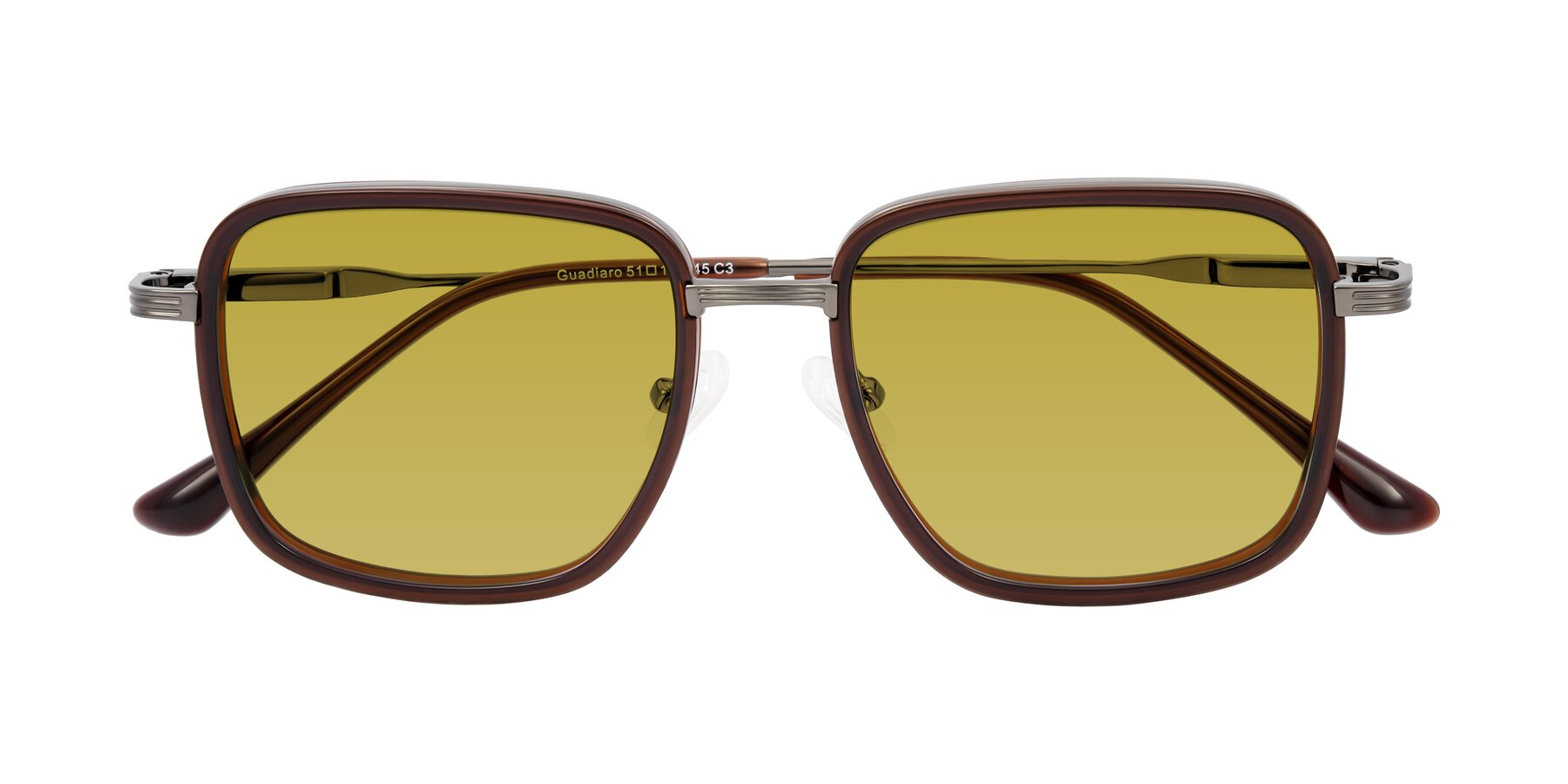 Folded Front of Guadiaro in Brown/Gunmetal with Champagne Tinted Lenses
