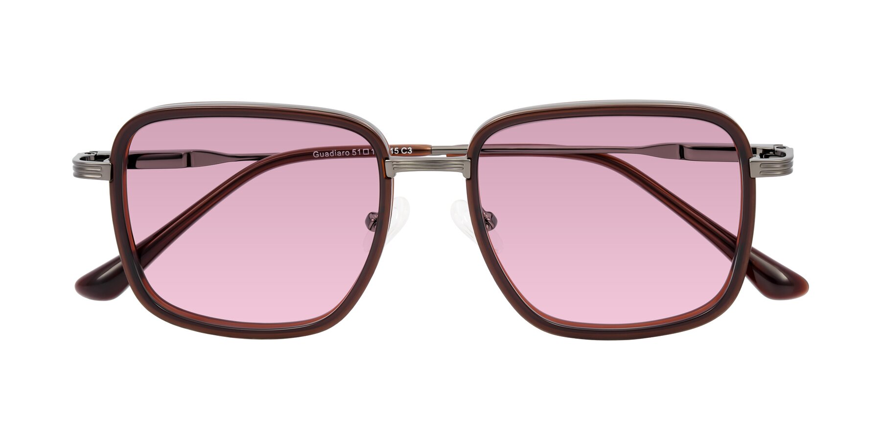 Folded Front of Guadiaro in Brown/Gunmetal with Light Wine Tinted Lenses
