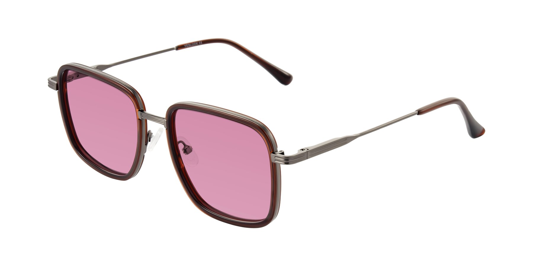 Angle of Guadiaro in Brown/Gunmetal with Medium Wine Tinted Lenses